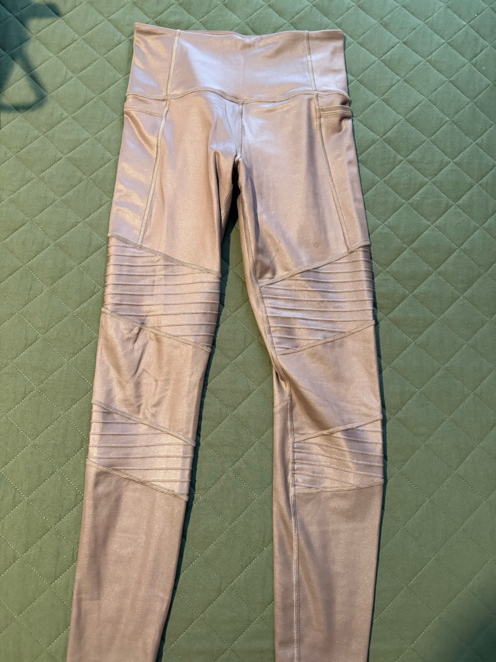 lululemon athletica Metallic Taupe High-Rise Moto-Style Leggings